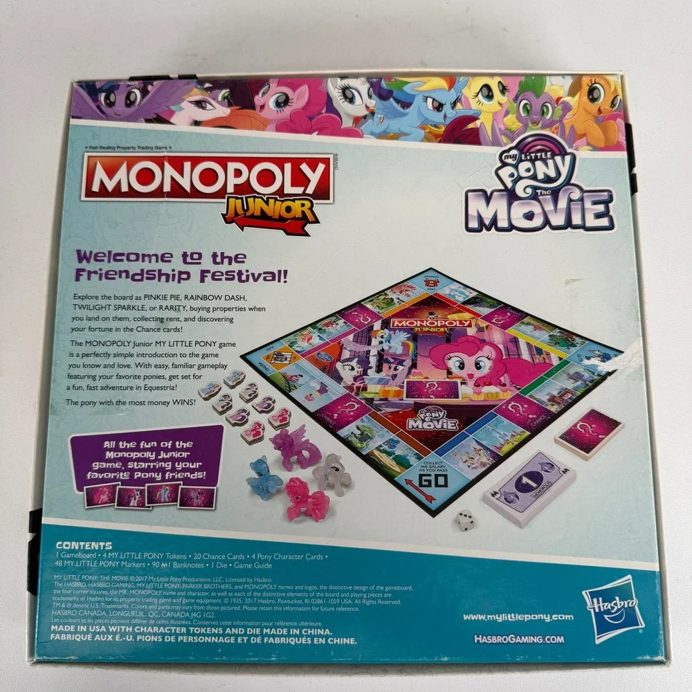 Hasbro Monopoly Junior My Little Pony The Movie Board Game B8417 Complete 2017